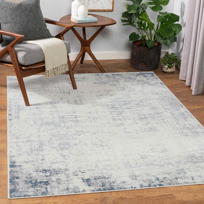 Livabliss Utrecht Abstract Rug - Area Rugs Living Room 200x275 cm, Dining Room, Lounge, Kitchen, Bedroom - Modern Marble Large Rug, Soft Luxurious Easy Care Medium Pile, Navy Blue, Grey and Ivory