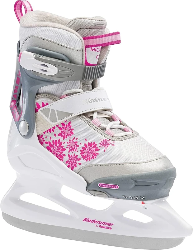 Rollerblade Bladerunner Ice Micro Ice Girls, Junior, Adjustable, Pink and White, Ice Skates