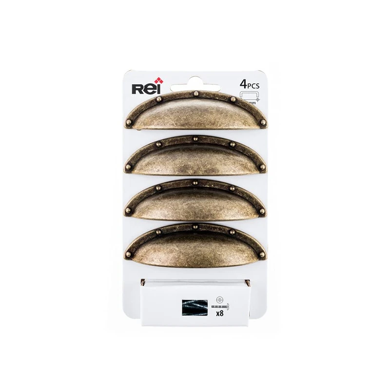 REI Set of 4 Furniture Handles Centre Spacing 64 mm Aged Zamak
