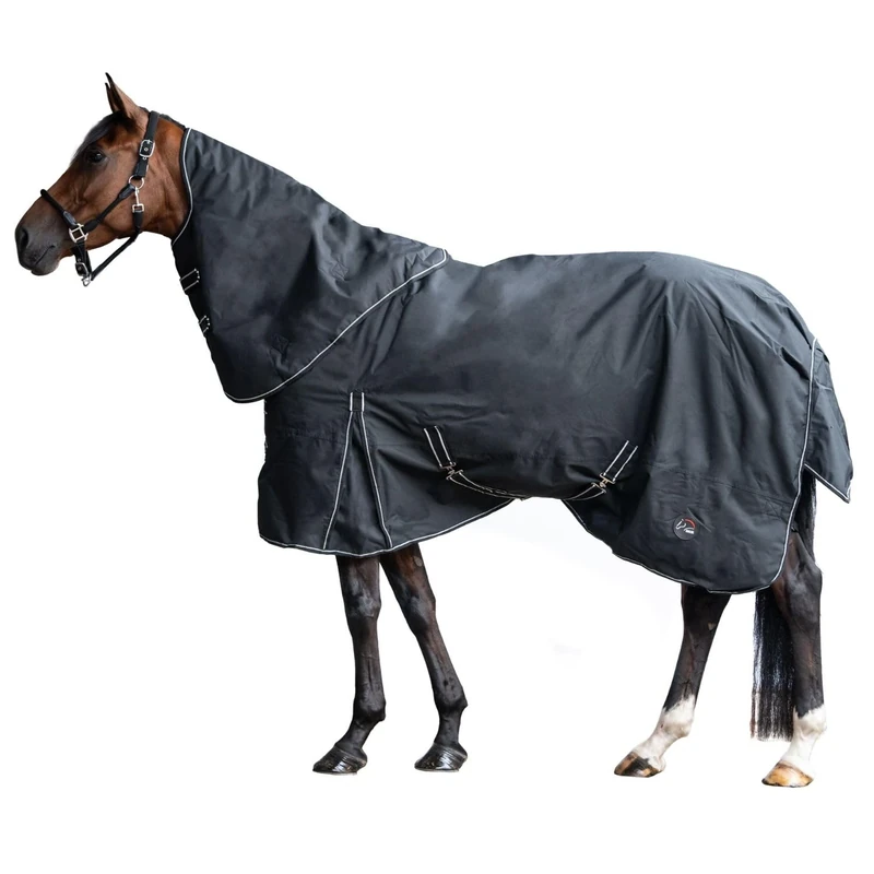 HKM 10967 Detachable Neck Waterproof Horse Rug Black 155