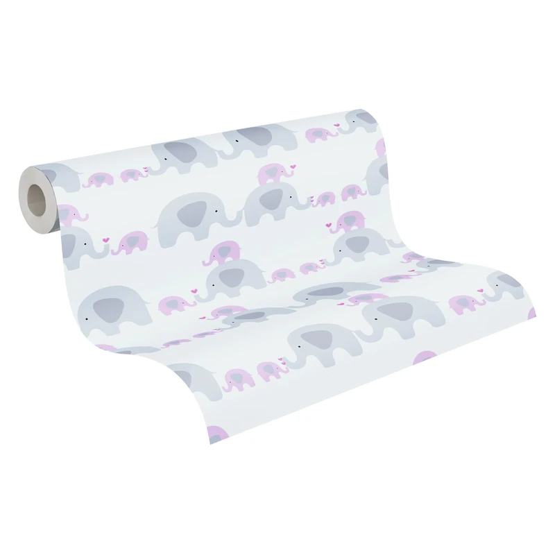 A.S. Création Animal Wallpaper Little Love Non-Woven Wallpaper 10.05 m x 0.53 m Pink Grey White Made in Germany 381132 38113-2