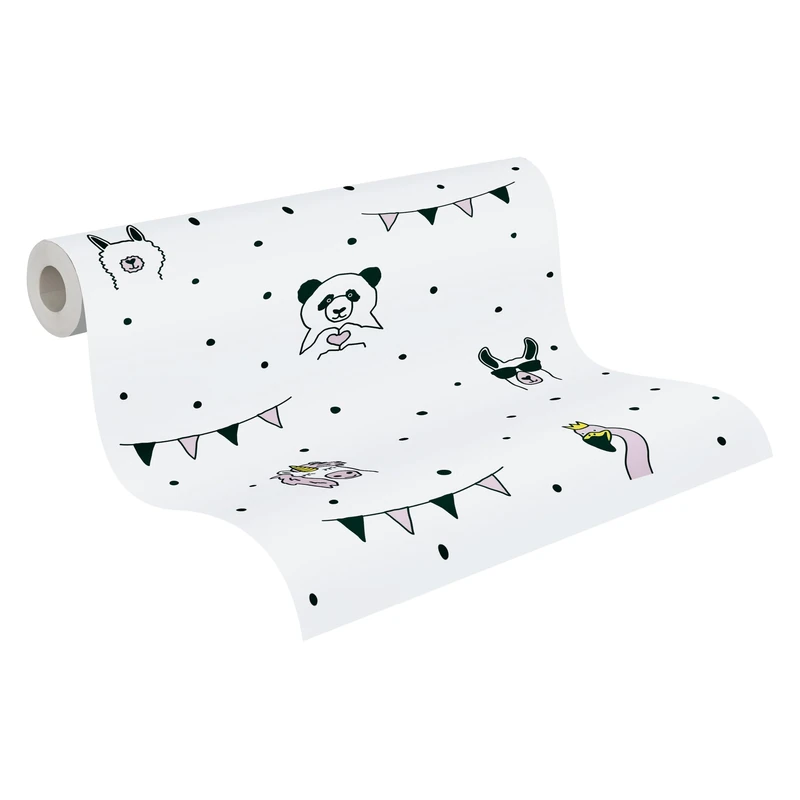 A.S. Création Animal Wallpaper Little Love Non-Woven Wallpaper 10.05 m x 0.53 m Pink Black White Made in Germany 381381 38138-1