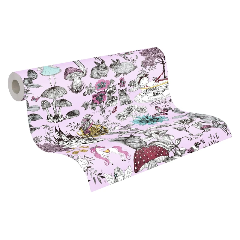 A.S. Création Floral Wallpaper Little Love Non-Woven Wallpaper 10.05 m x 0.53 m Pink Black White Made in Germany 381203 38120-3