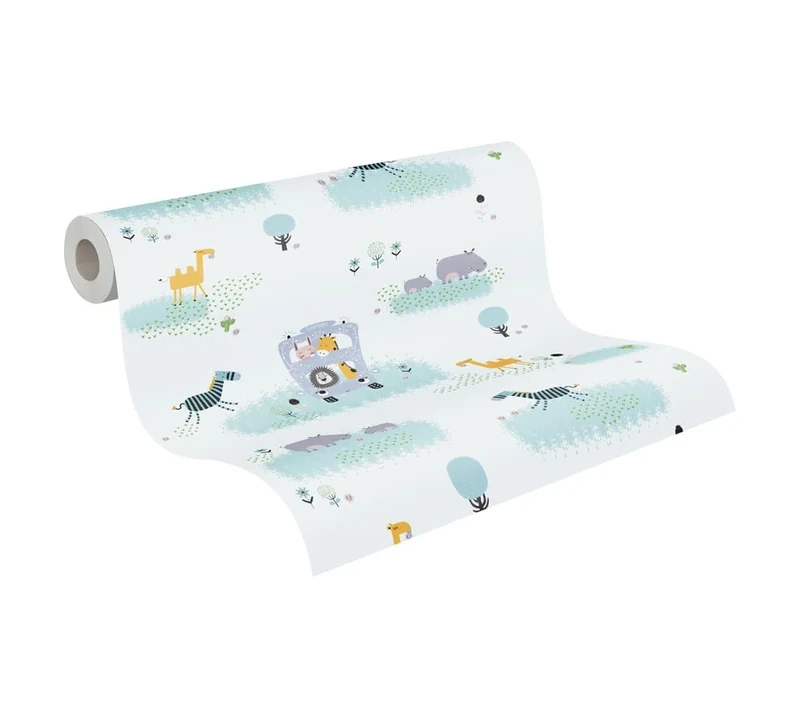 A.S. Création Childrens Wallpaper Little Love Non-Woven Wallpaper 10.05 m x 0.53 m Multicolored Green Grey Made in Germany 381141 38114-1