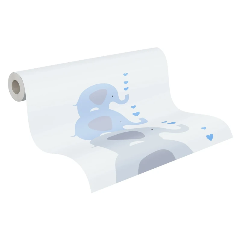 A.S. Création Animal Wallpaper Little Love Non-Woven Wallpaper 10.05 m x 0.53 m Blue Grey White Made in Germany 381351 38135-1
