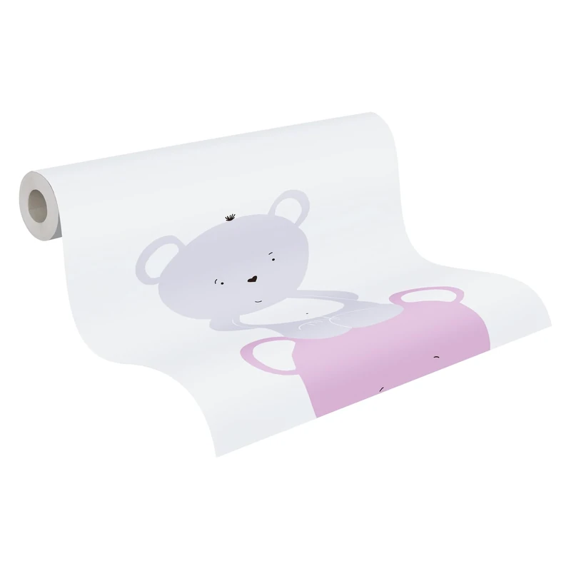 A.S. Création Animal Wallpaper Little Love Non-Woven Wallpaper 10.05 m x 0.53 m Pink Grey White Made in Germany 381362 38136-2
