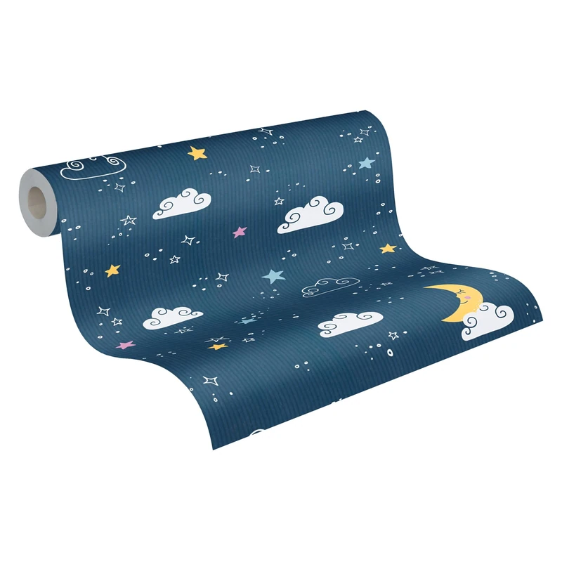 A.S. Création Clouds Wallpaper Little Love Non-Woven Wallpaper 10.05 m x 0.53 m Blue White Yellow Made in Germany 381411 38141-1