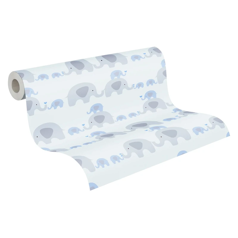 A.S. Création Animal Wallpaper Little Love Non-Woven Wallpaper 10.05 m x 0.53 m Blue Grey White Made in Germany 381131 38113-1