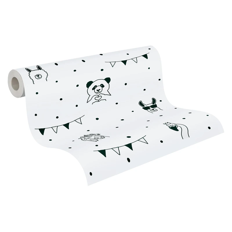 A.S. Création Animal Wallpaper Little Love Non-Woven Wallpaper 10.05 m x 0.53 m Black White Made in Germany 381382 38138-2