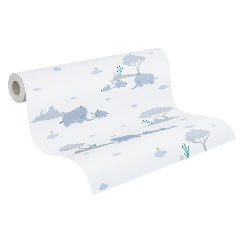 A.S. Création Animal Wallpaper Little Love Non-Woven Wallpaper 10.05 m x 0.53 m Blue Grey White Made in Germany 381281 38128-1