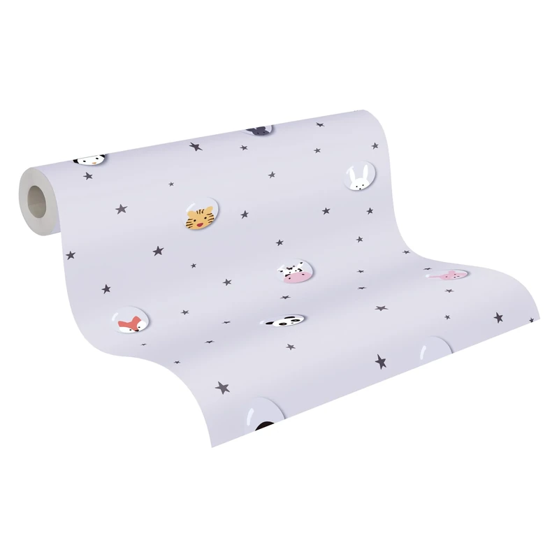 A.S. Création Animal Wallpaper Little Love Non-Woven Wallpaper 10.05 m x 0.53 m Grey White Yellow Made in Germany 381431 38143-1