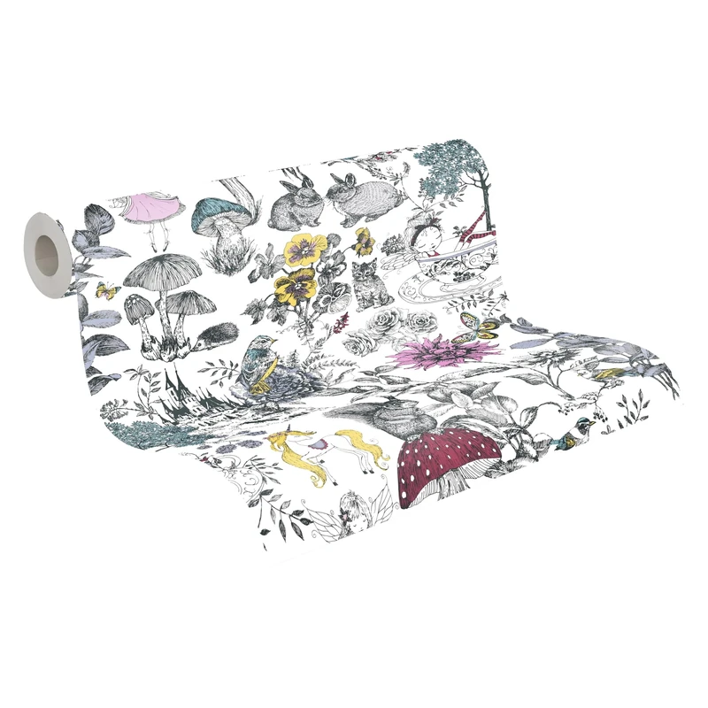 A.S. Création Floral Wallpaper Little Love Non-Woven Wallpaper 10.05 m x 0.53 m Black White Yellow Made in Germany 381201 38120-1