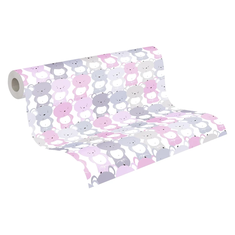 A.S. Création Animal Wallpaper Little Love Non-Woven Wallpaper 10.05 m x 0.53 m Pink Grey White Made in Germany 381292 38129-2