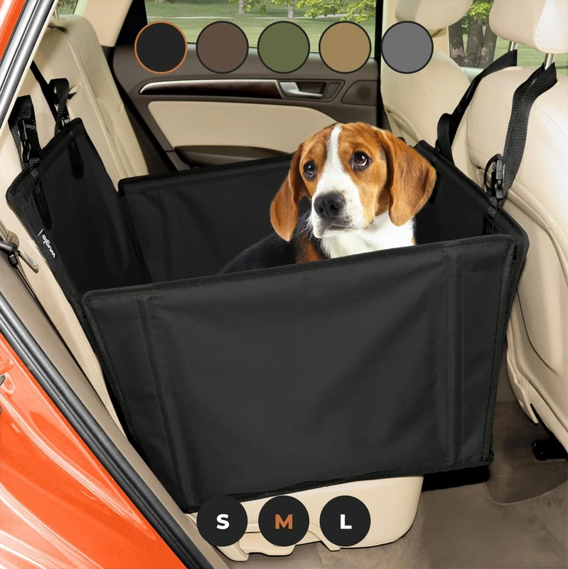 Wuglo Extra Stable Dog Car Seat with Seat Belt – Waterproof and Robust Design for the Back Seat with 4 Fastening Straps for Medium-Large Dogs up to 18 kg