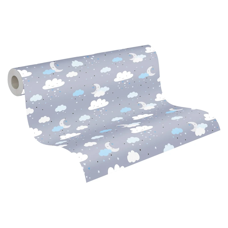 A.S. Création Star Wallpaper Little Love Non-Woven Wallpaper 10.05 m x 0.53 m Blue Grey White Made in Germany 381252 38125-2