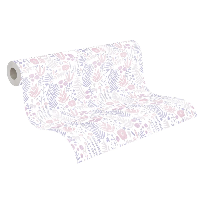 A.S. Création Floral Wallpaper Little Love Non-Woven Wallpaper 10.05 m x 0.53 m Purple Pink White Made in Germany 381181 38118-1