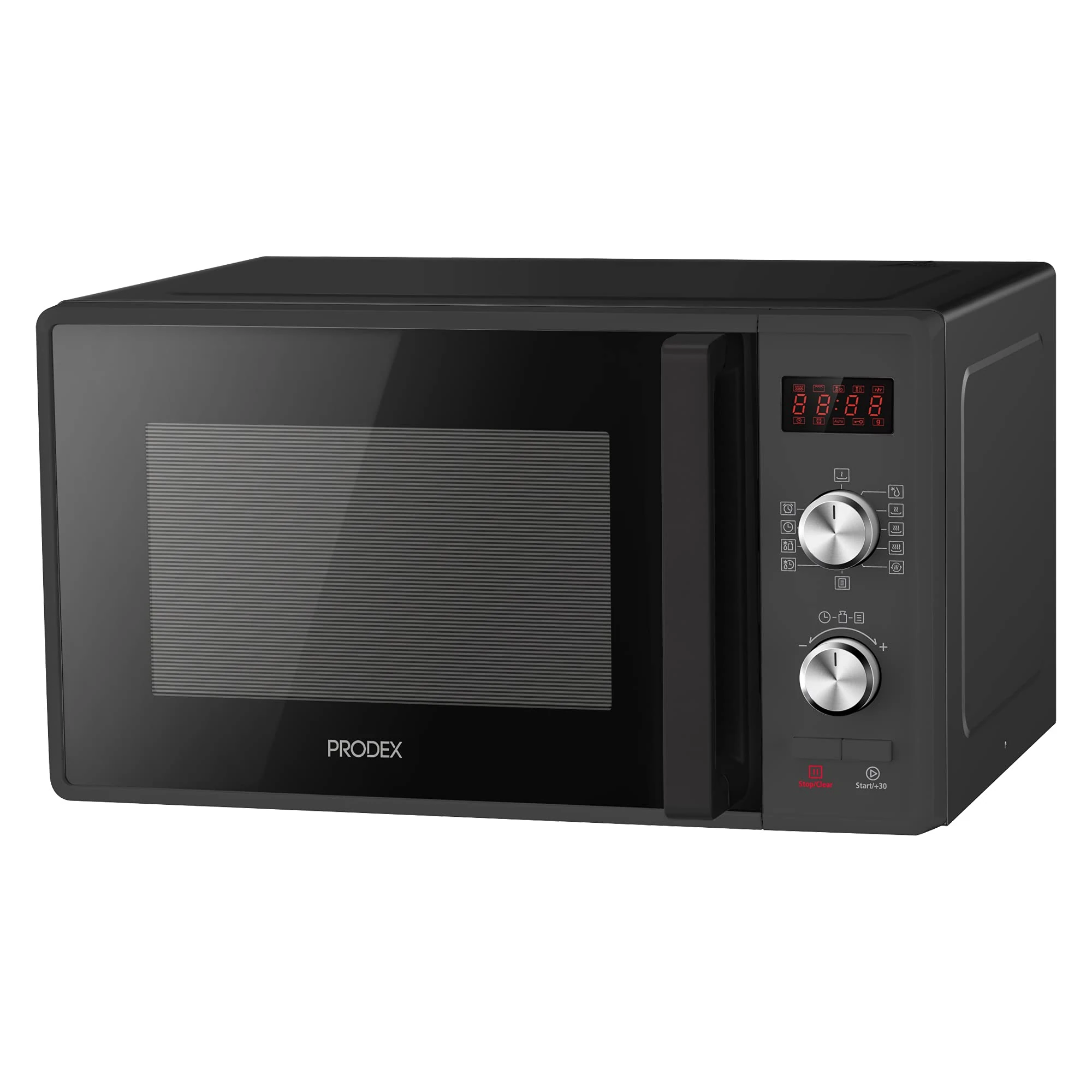 Prodex PX2085W 20 Litre Microwave Oven, 800W, Digital Microwave, 6 Power Levels, Defrost, Digital Display, 30 Minute Countdown Timer, Auto Shut Off, Turntable On/Off, Internal light, Black