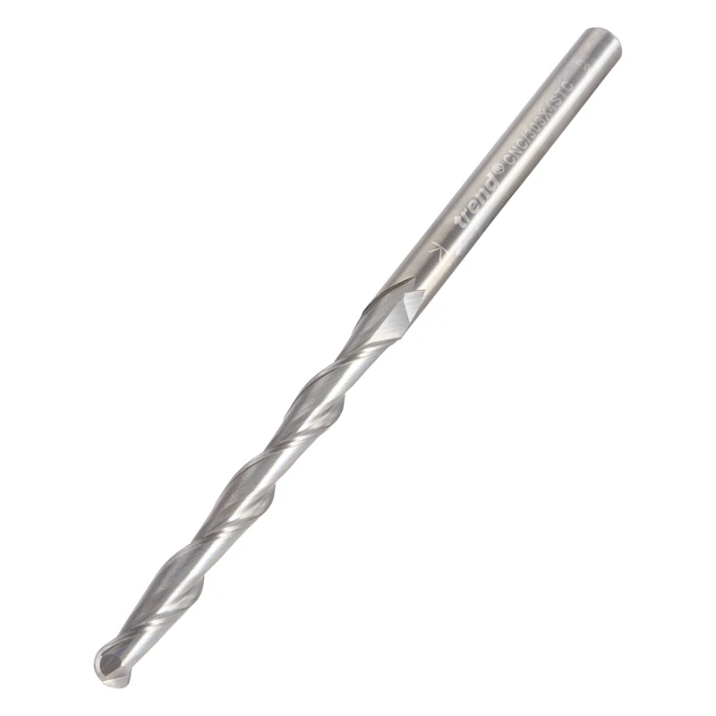 Trend CNC Bullnose Spiral Up-Cut Router Cutter, 4mm Shank, 4mm Cut Diameter & 42mm Cut Length, Solid Tungsten Carbide, CNC/303X4STC