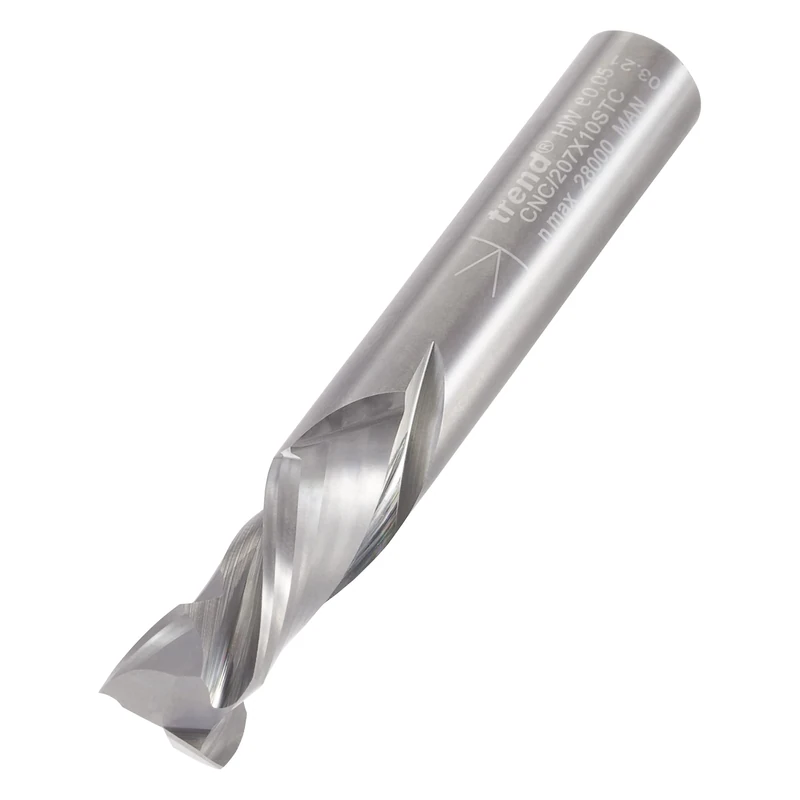Trend CNC Compression Spiral Router Cutter, 10mm Shank, 10mm Cut Diameter & 22mm Cut Length, Solid Tungsten Carbide, CNC/207X10STC