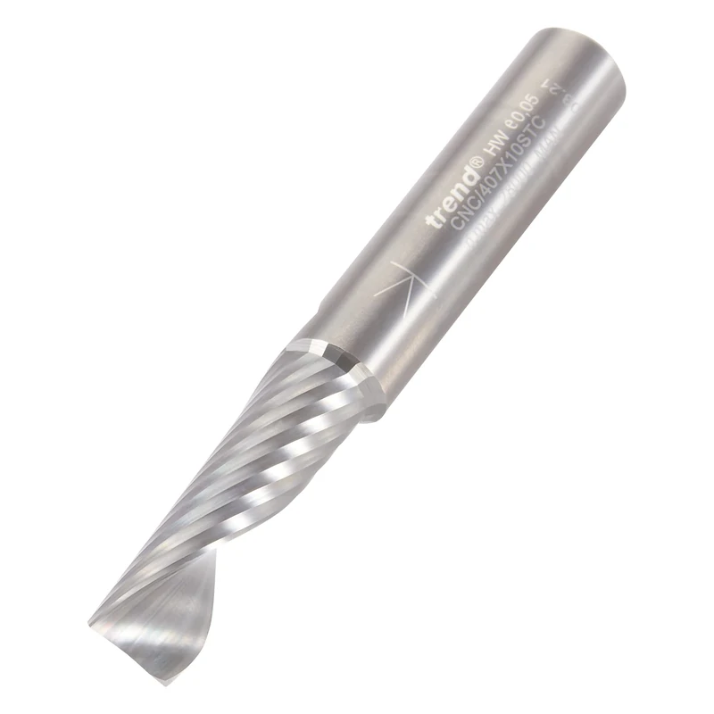 Trend CNC O Flute Spiral Up-Cut Router Cutter, 10mm Shank, 10mm Cut Diameter & 32mm Cut Length, Solid Tungsten Carbide, 10mm Shank, CNC/407X10STC