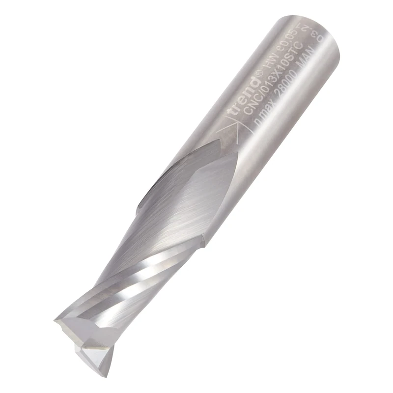Trend CNC Spiral Up-Cut Router Cutter, 10mm Shank, 10mm Cut Diameter & 22mm Cut Length, Solid Tungsten Carbide, CNC/013X10STC
