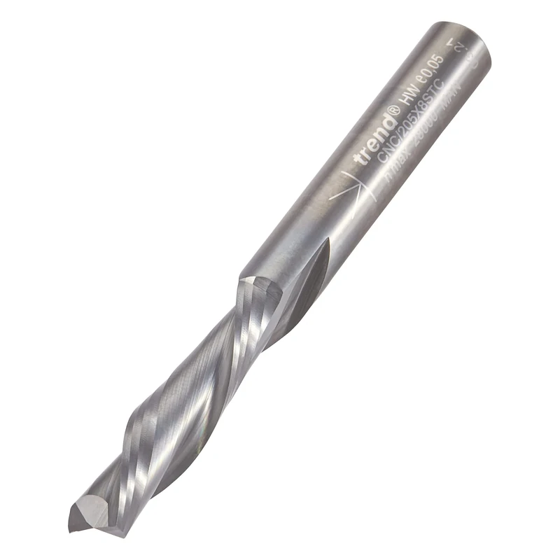 Trend CNC Compression Spiral Router Cutter, 8mm Shank, 8mm Cut Diameter & 32mm Cut Length, Solid Tungsten Carbide, CNC/205X8STC