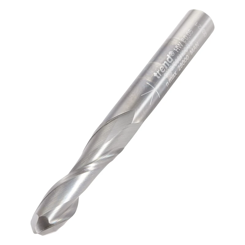 Trend CNC Bullnose Spiral Up-Cut Router Cutter, 8mm Shank, 8mm Cut Diameter & 32mm Cut Length, Solid Tungsten Carbide, CNC/309X8STC