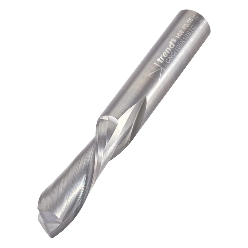 Trend CNC Two Flute Down-Cut Router Cutter, 10mm Shank, 10mm Cut Diameter & 32mm Cut Length, Solid Tungsten Carbide, CNC/105X10STC