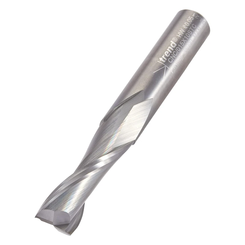 Trend CNC Two Flute Up-Cut Router Cutter, 10mm Shank, 10mm Cut Diameter & 32mm Cut Length, Solid Tungsten Carbide, CNC/015X10STC