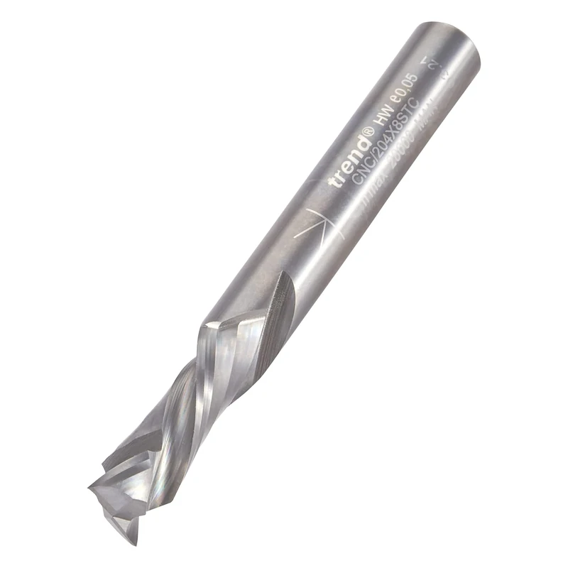 Trend CNC Compression Spiral Router Cutter, 8mm Shank, 8mm Cut Diameter & 22mm Cut Length, Solid Tungsten Carbide, CNC/204X8STC