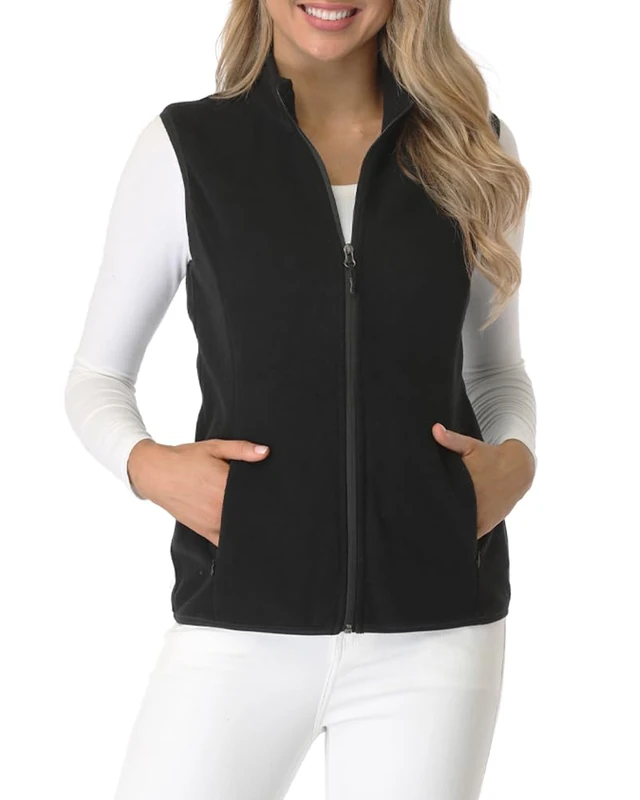 fuinloth Women's Fleece Gilet, Polar Soft Sleeveless Classic Fit Bodywarmer Vest with Zip up Pockets Black XX-Large