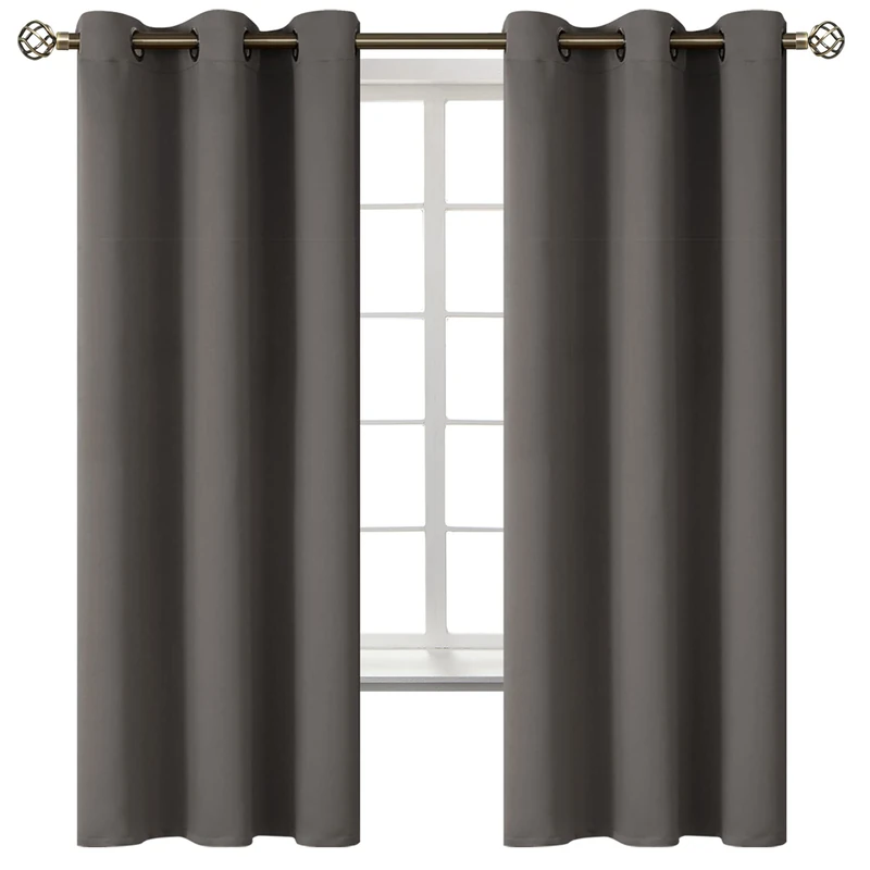 BGment Blackout Curtains for Bedroom - Grommet Thermal Insulated Room Darkening Curtains for Living Room, Set of 2 Panels (42 x 63 Inch, Grey)