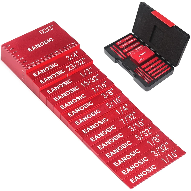 EANOSIC Setup Blocks Height Gauge Set, 15pcs Precision Aluminum Setup Bars for Router and Table Saw Accessories Woodworking Set Up, Bars Include Laser Engraved Size Markings - Image 1