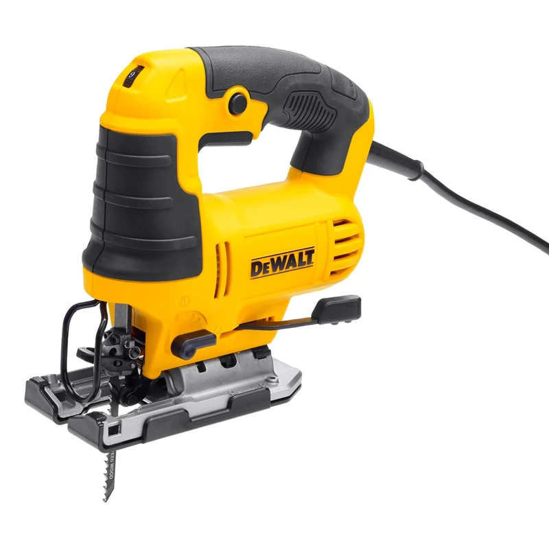 Dewalt 650 Watt Pendulum Stroke Jigsaw DWE349 (Triple Pendulum Stroke, with Blowing Device, Robust Aluminium Sawshoe, Tilt Angle Adjustable, Tool-Free, Includes Saw Shoe Protection Pad and Jigsaw