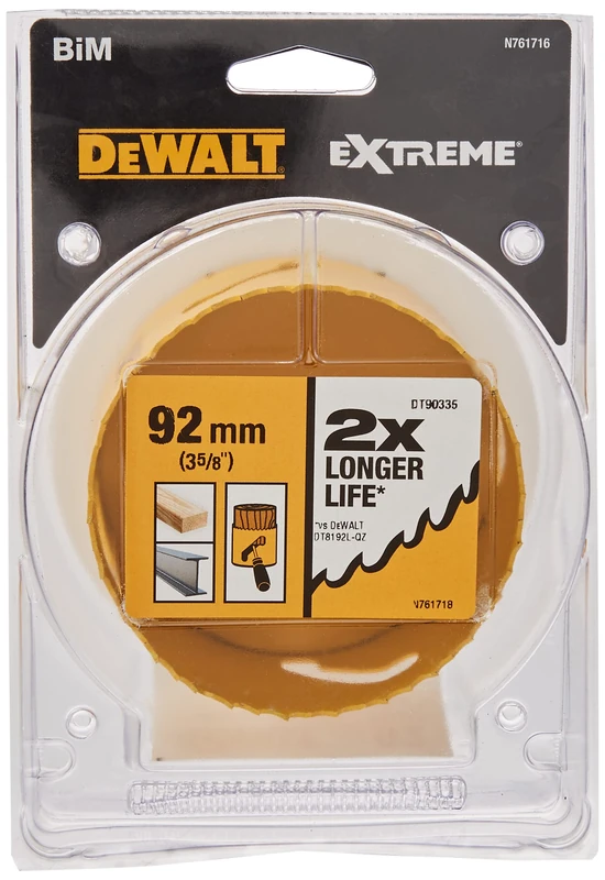 DEWALT DT90335-QZ Hole Saw Bi-Metal 92mm for DIYers & Professionals, Designed for Cutting and Finishing Jobs, 92mm