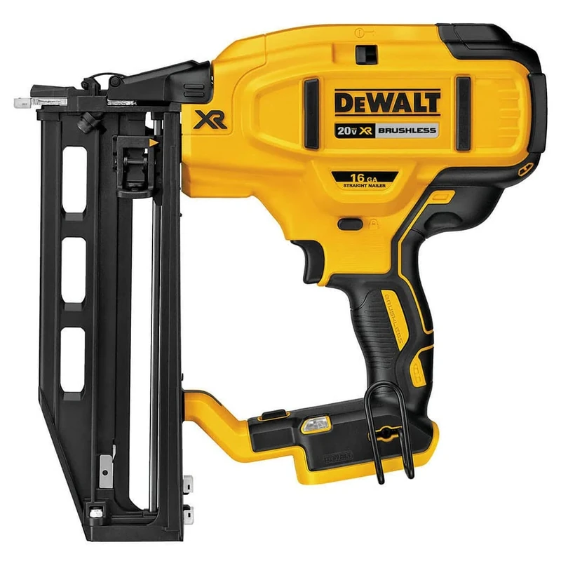 DEWALT DCN662N 18V XR Brushless Finish Nailer for 1.6mm Diameter and 32-64mm Long Nails Without Battery & Charger, Yellow