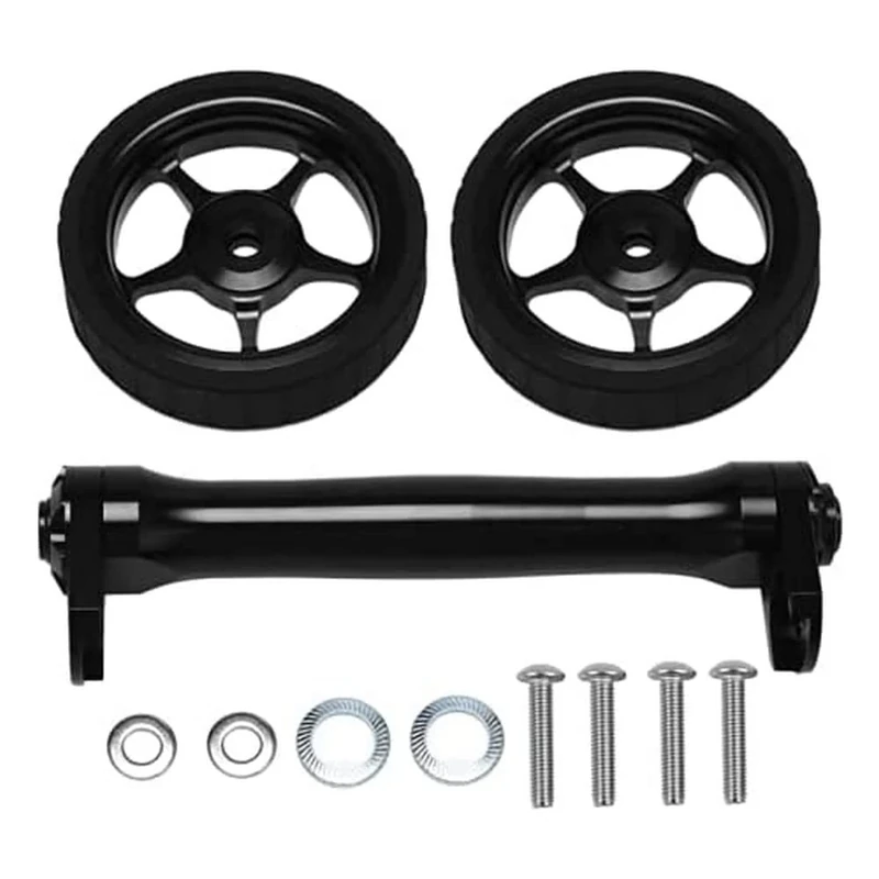 Easy Wheels Extender ver 2.0 For BROMPTON + 2 Wheels Improved Version BLACK (Extender + 2 wheels)