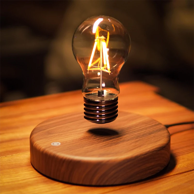 HCNT Floating Bulb Lamp - Magnetic Floating LED Desk Lamp & Table Night Light - Automatic Rotating Light for Unique Gifts & Home Office Decor
