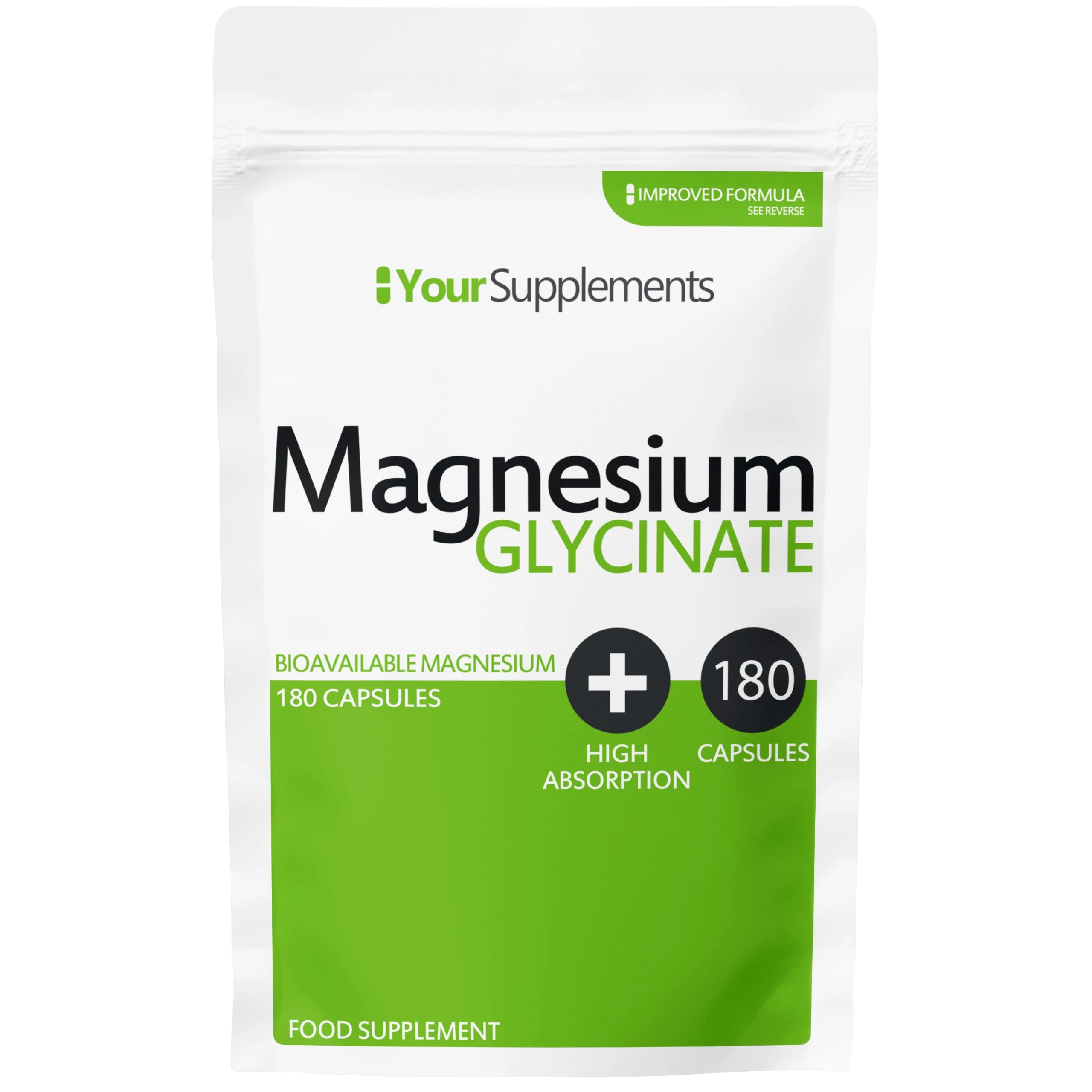 Magnesium Glycinate by Your Supplements | UK Made | True Unblended Bisglycinate | 180 High Absorption Capsules | Suitable for Vegetarians & Vegans