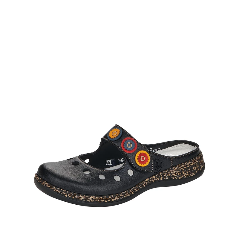 Rieker 46381, Clogs, Schwarz,