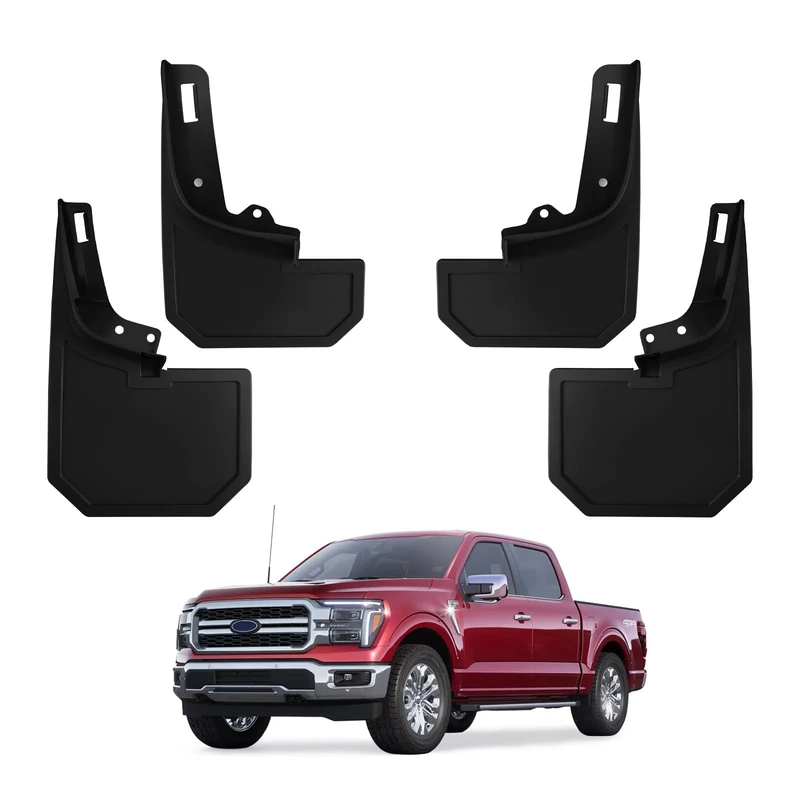 Ecarzo Mud Flaps Fit for 2021 Ford F150, All Weather Guard Mud Guards Splash Front Rear 4pc Set (for Trucks Without Fender Flares)