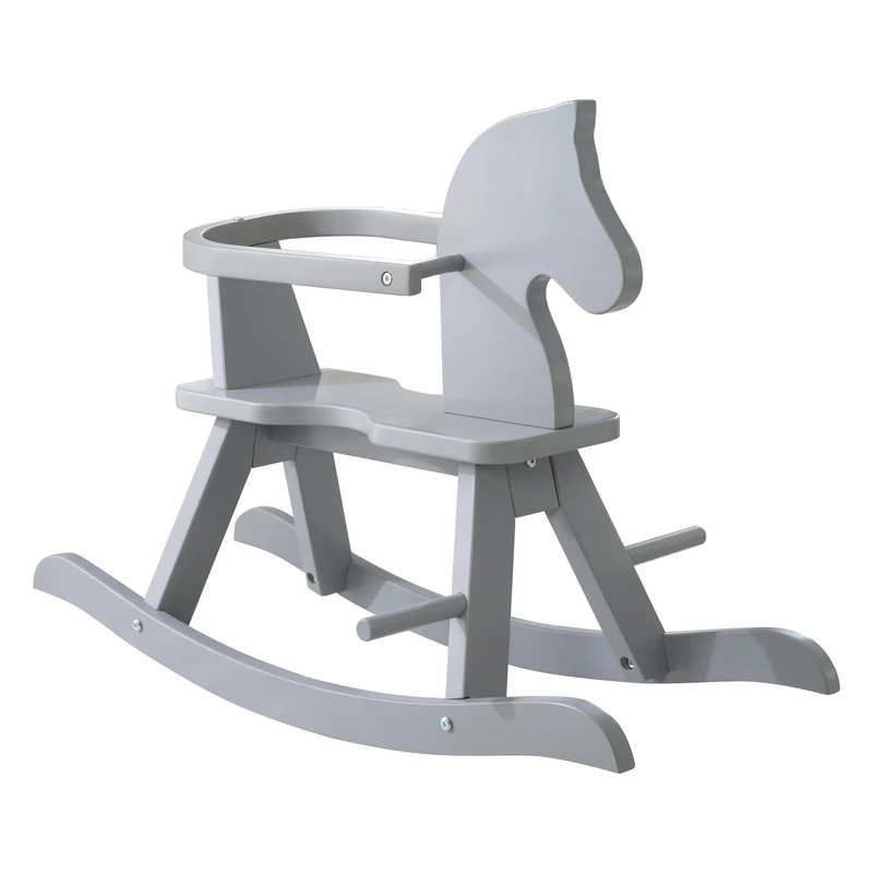 roba Rocking Horse, Rocking Animal Solid Wood grey lacquered, grows with child with removable safety ring
