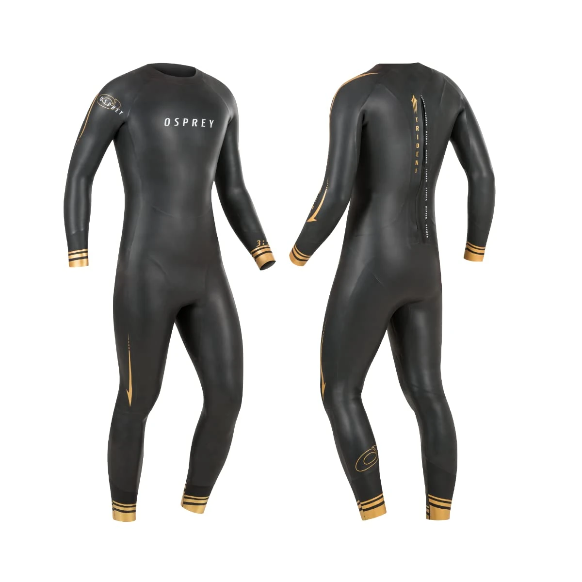 Osprey Men's WST0063 Trident, Triathlon Summer Full Length Wetsuit, 3MM Tri-Suit, MT, Black, Medium Tall