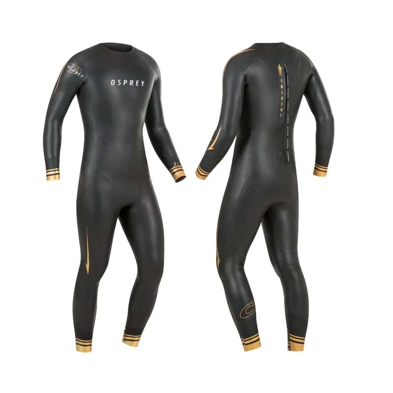 Osprey Men's WST0060 Trident, Triathlon Summer Full Length Wetsuit, 3MM Tri-Suit, S, Black, Small