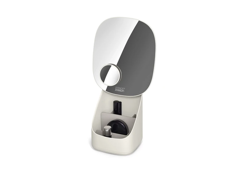 Joseph Joseph Viva Pedestal Mirror and Makeup Organiser with removal divider - Shell, 24, Beige