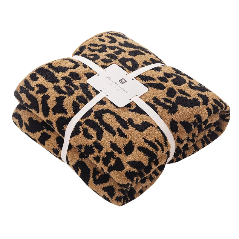 MH MYLUNE HOME Micro Plush Microfiber Polyester Blanket (71x78 inch, Brown) Ultra Soft & Warm Reversible Leopard Pattern Blanket for Sofa Couch Bed, Extra Large - Image 1
