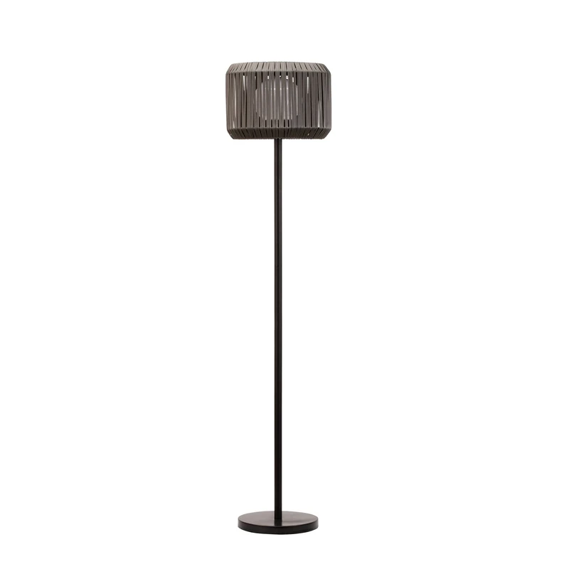 Pauleen 48179 Sunshine Elegance Solar Floor Lamp for Balcony or Garden, Black, Grey, Outdoor Lighting, Plastic, Rattan, Metal, Solar 3000 K