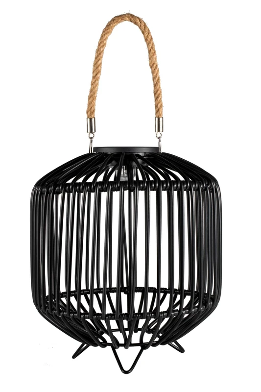 Pauleen 48177 Sunshine Delight Solar Lantern for Balcony or Garden Black, Grey Outdoor Lighting Plastic, Rattan, Metal Solar 3000 K
