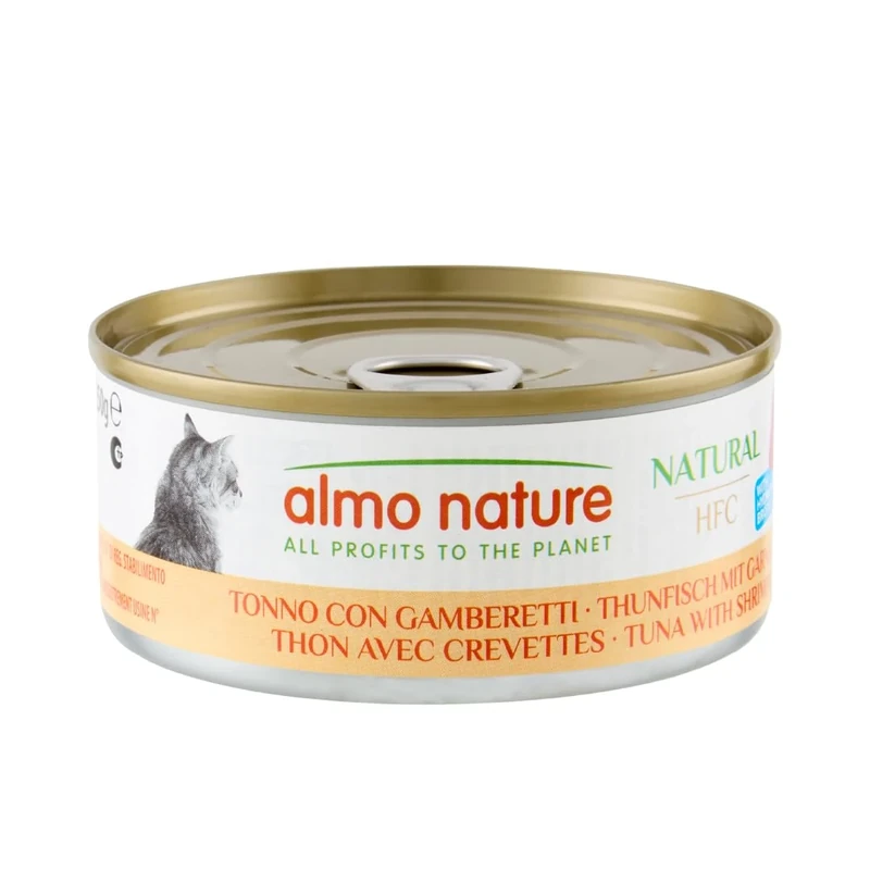 Almo Nature HFC Natural - Wet Cat Food for Cats - Tuna and Shrimps - 150g (Pack of 24)