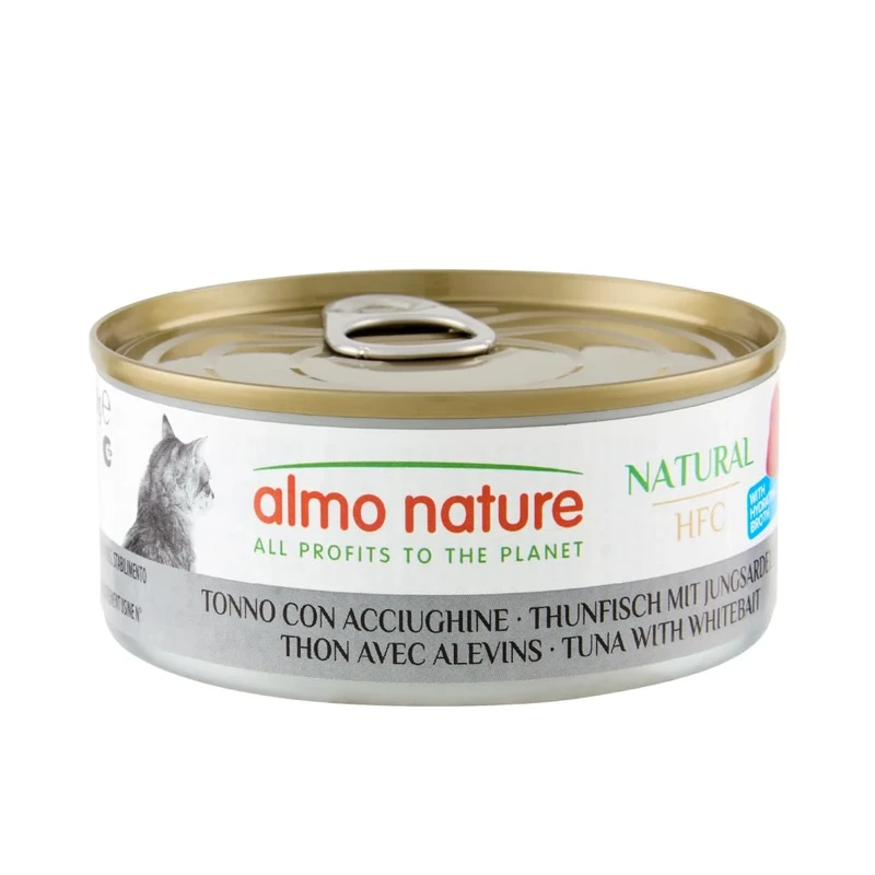 Almo Nature HFC Natural - Wet Cat Food for Cats - Tuna with Whitebait - 150g (Pack of 24)